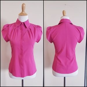 Small Pink Button Down Shirt with Petal Sleeve